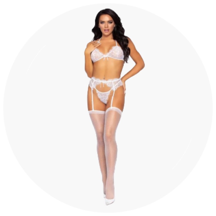 Neutral-toned bras and panties displayed in a boutique — Spice Sensuality