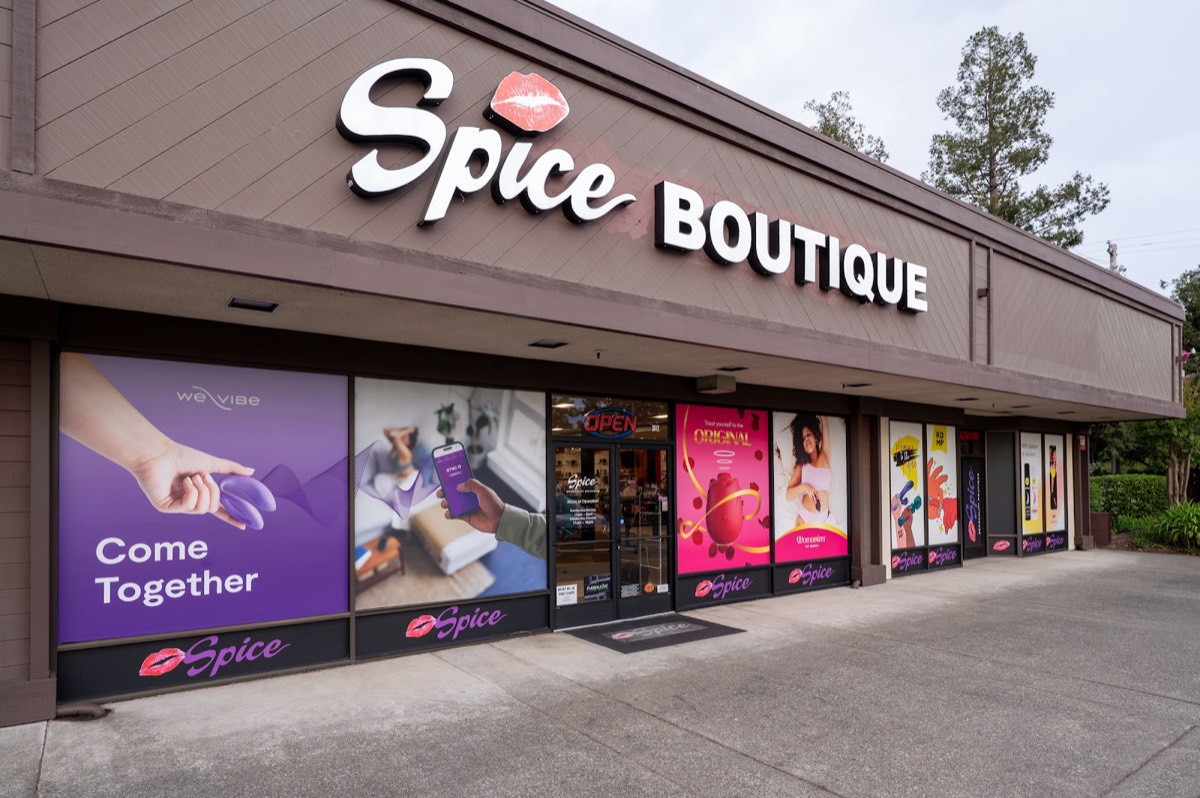 The Spice Boutique storefront on Industrial Drive in Santa Rosa — modern intimacy boutique exterior with window displays